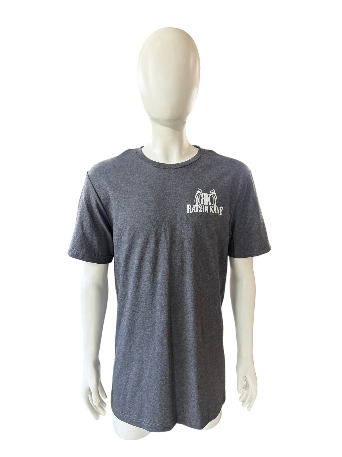 My Store Rayzin Kane charcoal grey heathered tri-blend short sleeve t-shirt on a mannequin