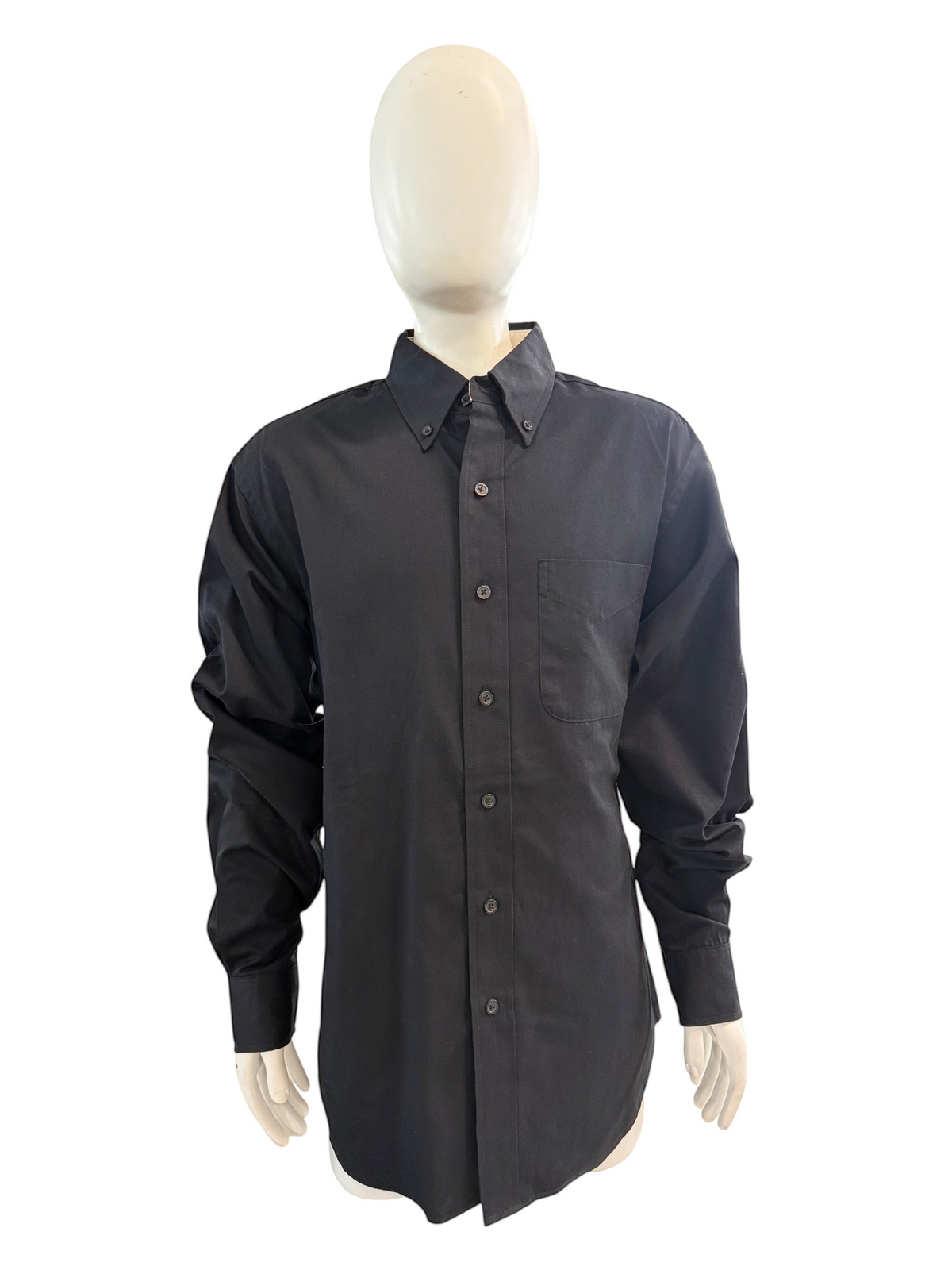 My Store AFA men's black long sleeve dress shirt with button-down collar and chest pocket on a mannequin
