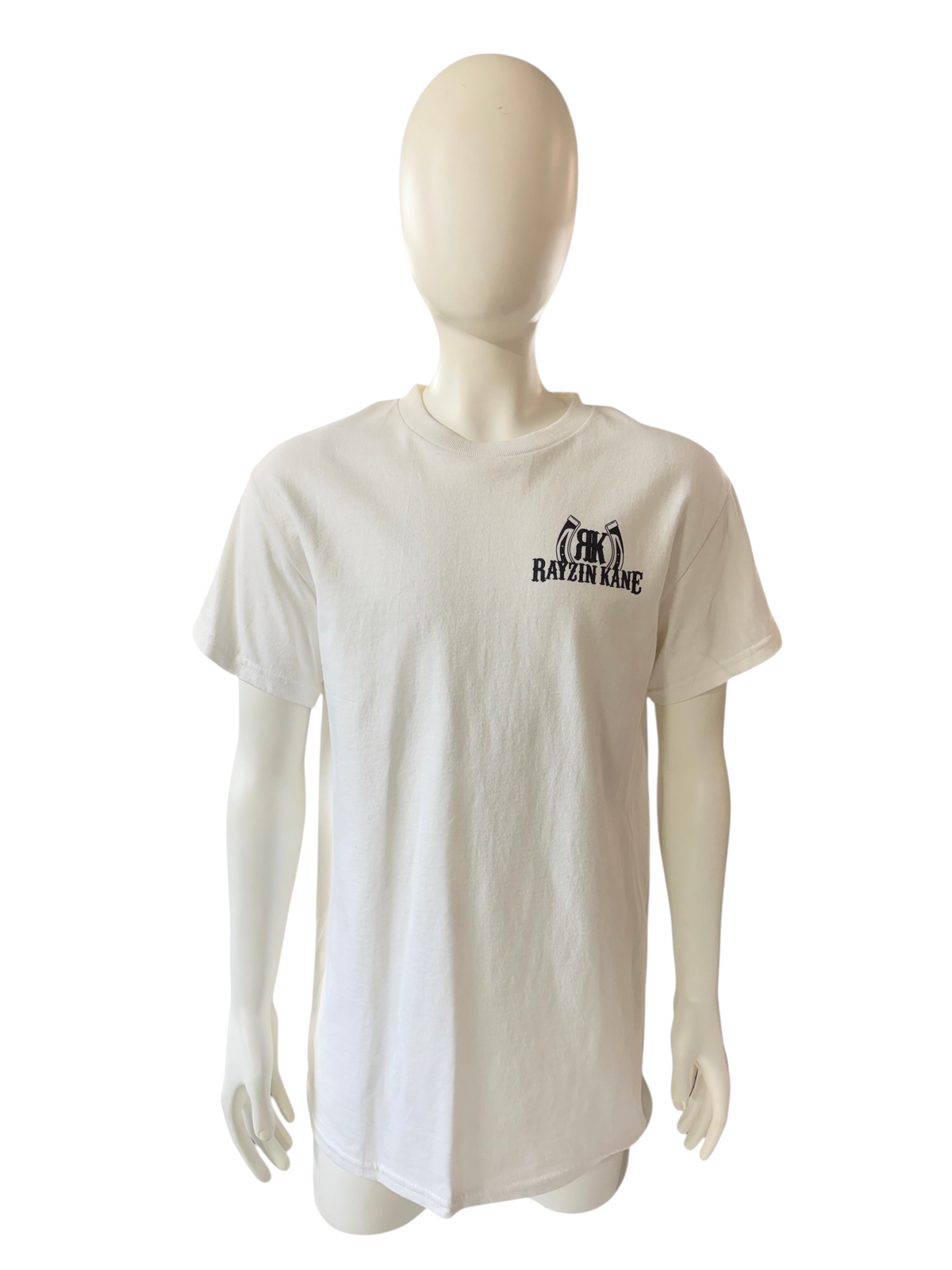 My Store white Rayzin Kane short sleeve tri-blend t-shirt on a mannequin with a vintage heathered look