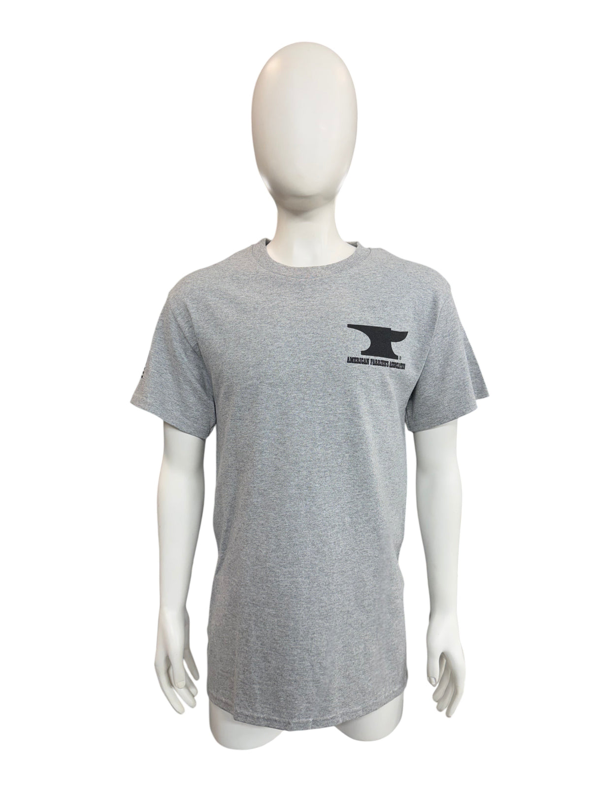 My Store grey short sleeve t-shirt featuring an American Farriers Association anvil logo on the chest